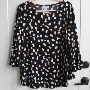 Carmen Black Blouse with Blue and Pink Detailing